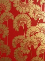 Borderline Japanese Floral Chilli Red Wallpaper